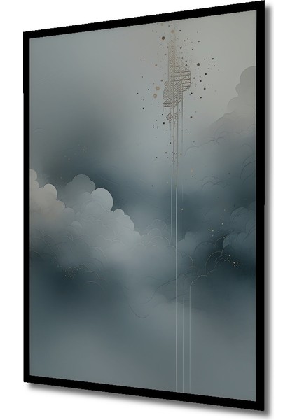 Çerçeve Görünümlü Bulutlar ve Minare Sulu Boya Görünümlü Dekoratif Ahşap Ev/işyeri/ofis Kare Tablo fiyatları