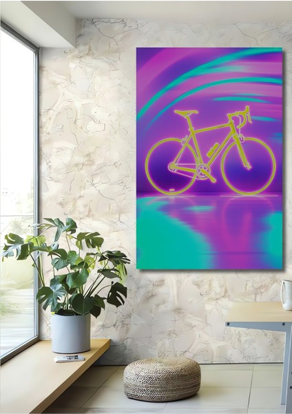 Neon Bisiklet Rüyası Modern Sanat Ev/işyeri/ofis Dekoratif Ahşap Kare Tablo