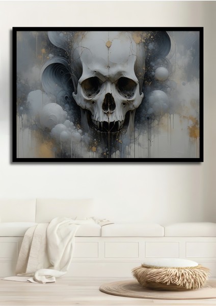 Çerçeve Görünümlü Modern Sanat Iskelet Yağlı Boya Görünümlü Işyeri/ofis Dekoratif Ahşap Kare Tablo