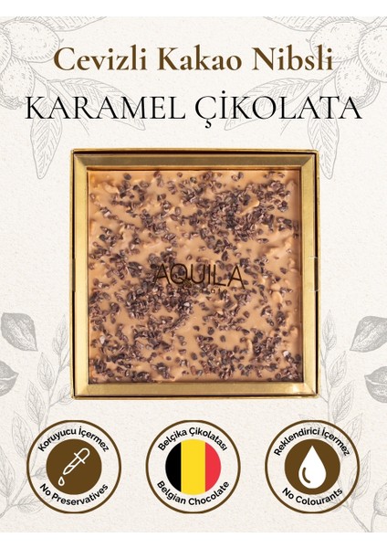 Cevizli Kakao Nibslı Karamel Çikolata 250 gr – Premium Gurme El Yapımı Çikolata fiyatları