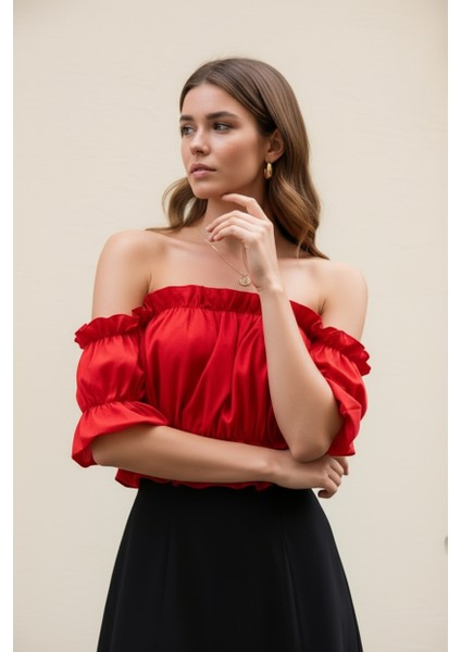 Madonna Yaka Kadın Bluz – Lastik Detaylı Rahat Kesim fiyatları