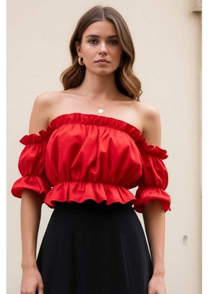 Madonna Yaka Kadın Bluz – Lastik Detaylı Rahat Kesim modelleri