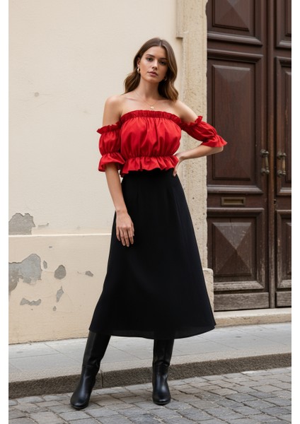 Madonna Yaka Kadın Bluz – Lastik Detaylı Rahat Kesim fırsatları