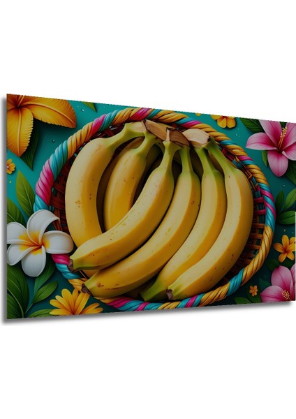 Tropikal Rüyası Muz Cenneti Yağlı Boya Görünümlü Dekoratif Ahşap Ev/işyeri/ofis Kare Tablo modelleri