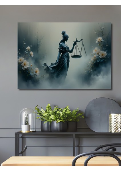 Adaletin Çiçekleri Yağlı Boya Görünümlü Dekoratif Ahşap Ev/işyeri/ofis Kare Tablo