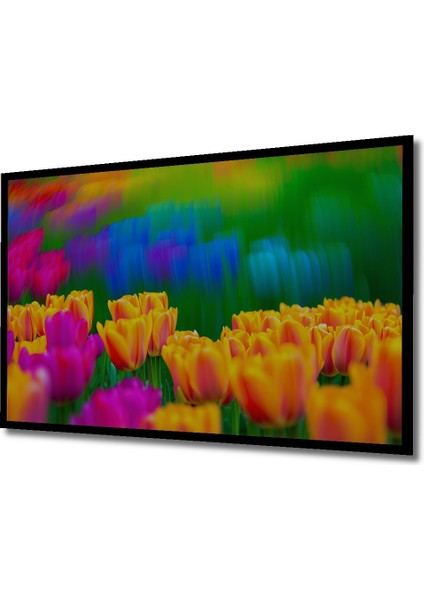 Çerçeve Görünümlü Rüya Gibi Lale Bahçesi Yağlı Boya Görünümlü Dekoratif Ahşap Ofis Kare Tablo fiyatları