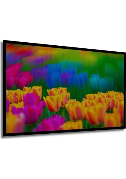 Çerçeve Görünümlü Rüya Gibi Lale Bahçesi Yağlı Boya Görünümlü Dekoratif Ahşap Ofis Kare Tablo modelleri