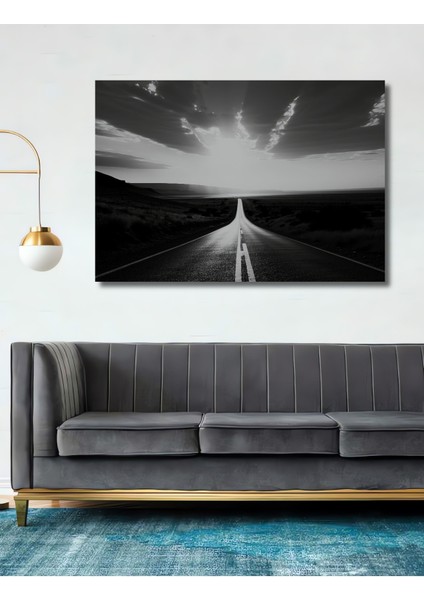 Sonsuzluğa Giden Yol Siyah Beyaz Dekoratif Ahşap Ev/işyeri/ofis Kare Tablo