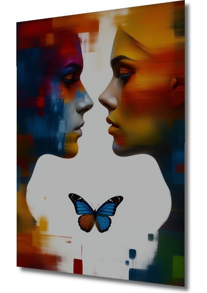 Aşkın Kelebeği Yağlı Boya Görünümlü Modern Sanat Ev/işyeri/ofis Dekoratif Ahşap Kare Tablo fiyatları