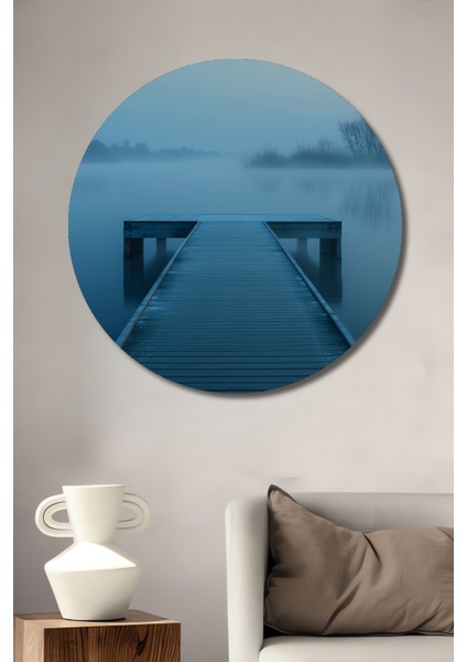Buz Mavisi Sisli Göl Dekoratif Ahşap Ev/işyeri/ofis Yuvarlak Tablo