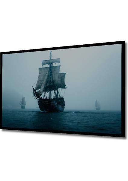 Çerçeve Görünümlü Sisli Denizde Yelkenli Dekoratif Ahşap Ev/işyeri/ofis Kare Tablo fiyatları