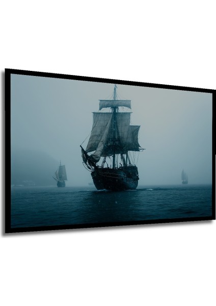 Çerçeve Görünümlü Sisli Denizde Yelkenli Dekoratif Ahşap Ev/işyeri/ofis Kare Tablo modelleri