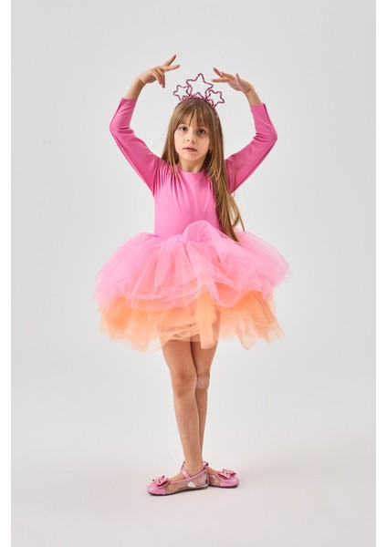 Pembe Tütü Etekli Kız Çocuk Balerin Elbise - Miranda