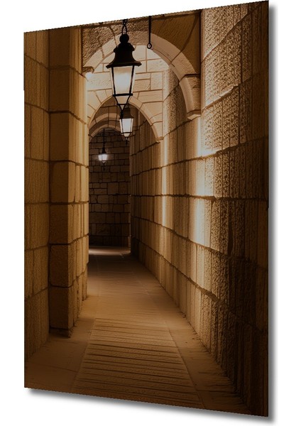 Antik Taş Sokak Yağlı Boya Görünümlü Dekoratif Ahşap Ev/işyeri/ofis Kare Tablo fiyatları