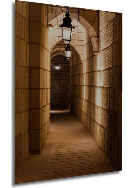 Antik Taş Sokak Yağlı Boya Görünümlü Dekoratif Ahşap Ev/işyeri/ofis Kare Tablo modelleri