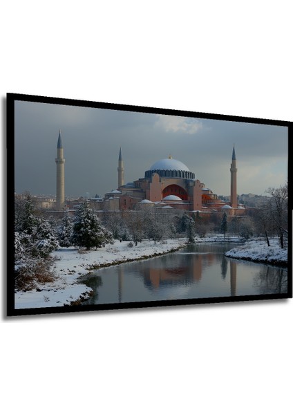 Çerçeve Görünümlü Kış Masalı Ayasofya Yağlı Boya Görünümlü Dekoratif Ahşap Işyeri/ofis Kare Tablo modelleri