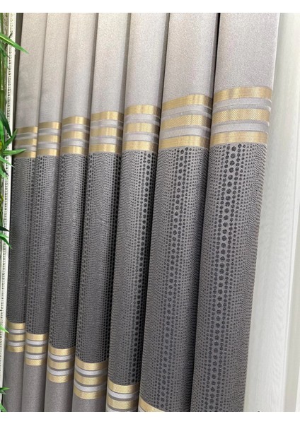 Mızraklı FT632256 V-5403 Gri 1/3 Sık Pile Fon Perde Apm