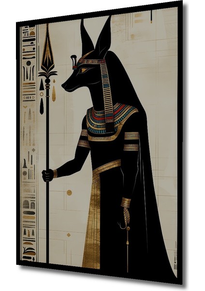 Çerçeve Görünümlü Anubis Tanrı Yağlı Boya Görünümlü Dekoratif Ahşap Ev/işyeri/ofis Kare Tablo fiyatları