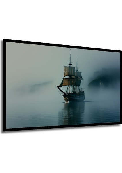 Çerçeve Görünümlü Sisler Içinde Yükselen Görkemli Yelkenli Yağlı Boya Görünümlü Ahşap Ofis Tablo modelleri