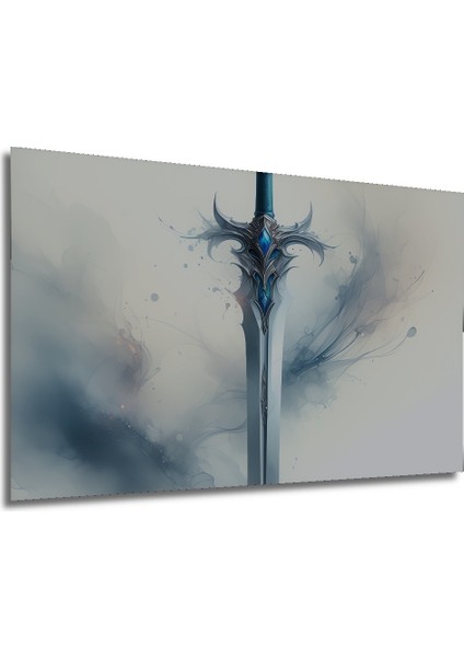 Fantastik Kılıç Sulu Boya Görünümlü Dekoratif Ahşap Ev/işyeri/ofis Kare Tablo modelleri