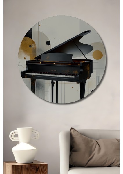 Altın Dokunuşlu Piyano Modern Sanat Ev/işyeri/ofis Dekoratif Ahşap Yuvarlak Tablosu