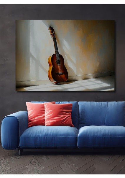 Dekoratif Ahşap Gitar Modern Sanat Yağlı Boya Görünümlü Ev/işyeri/ofis Kare Tablo