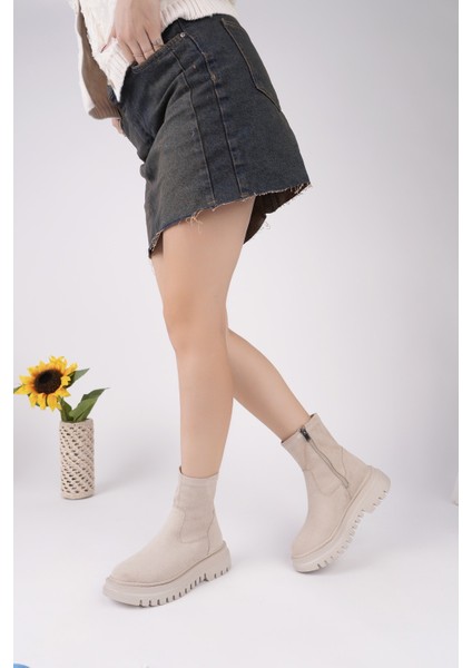 Sueva Süet Kalın Taban Fermuarlı Kadın Bot fırsatları