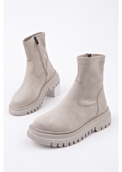 Sueva Süet Kalın Taban Fermuarlı Kadın Bot