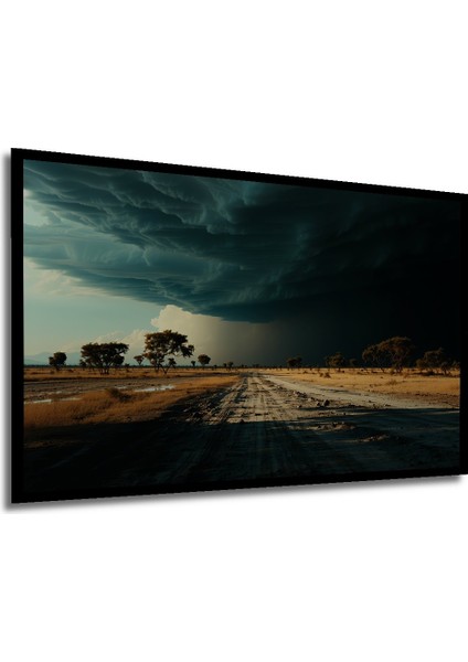 Çerçeve Görünümlü Fırtına Bulutları Yağlı Boya Görünümlü Dekoratif Ahşap Ev/işyeri/ofis Kare Tablo modelleri