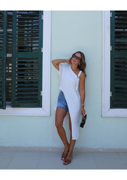 Ezel Glory Kadın Tek Omuzu Açık Askılı Asimetrik Kesim Detaylı Bluz fiyatları