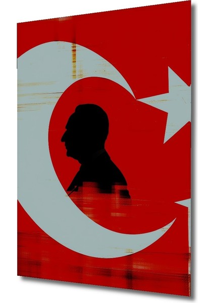 Atatürk Silüeti Türk Bayrağı Yağlı Boya Görünümlü Dekoratif Ahşap Ev/işyeri/ofis Kare Tablo fiyatları