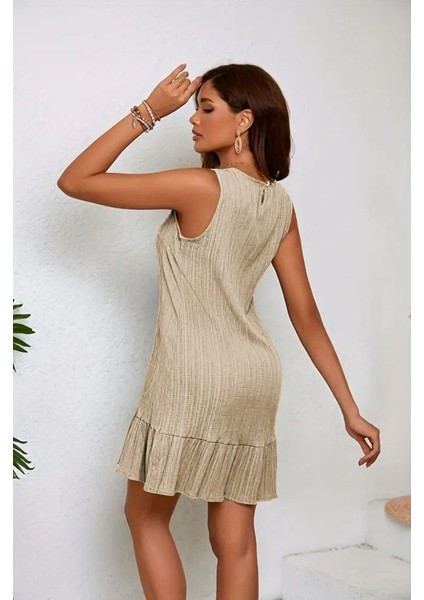 Ezel Glory Kadın Askılı Bisiklet Yaka Fırfırlı Kısa Marta Elbise fiyatları