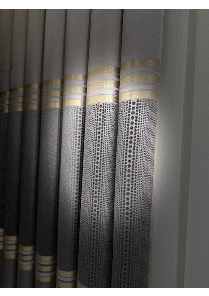 Mızraklı FT632256 V-5403 Gri 1/3 Sık Pile Fon Perde Apm