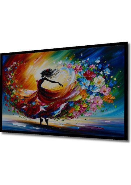 Çerçeve Görünümlü Çiçek Dansı Yağlı Boya Görünümlü Dekoratif Ahşap Ev/işyeri/ofis Kare Tablo fiyatları