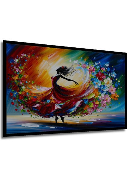 Çerçeve Görünümlü Çiçek Dansı Yağlı Boya Görünümlü Dekoratif Ahşap Ev/işyeri/ofis Kare Tablo modelleri