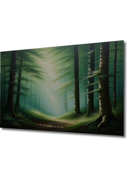 Yeşil Orman Rüyası Yağlı Boya Görünümlü Dekoratif Ahşap Ev/işyeri/ofis Kare Tablo fiyatları