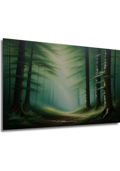 Yeşil Orman Rüyası Yağlı Boya Görünümlü Dekoratif Ahşap Ev/işyeri/ofis Kare Tablo modelleri