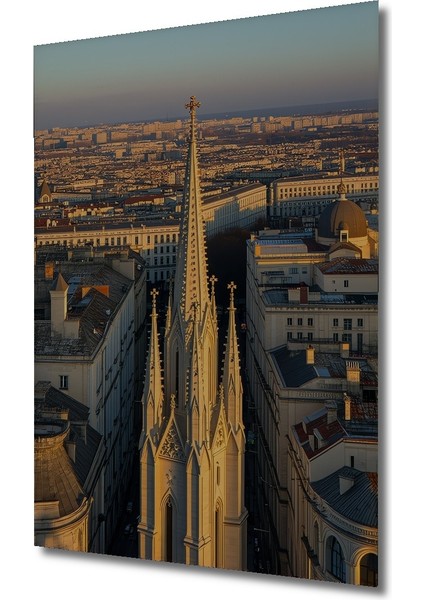 Gotik Katedral Şehir Manzarası Yağlı Boya Görünümlü Dekoratif Ahşap Ev/işyeri/ofis Kare Tablo fiyatları