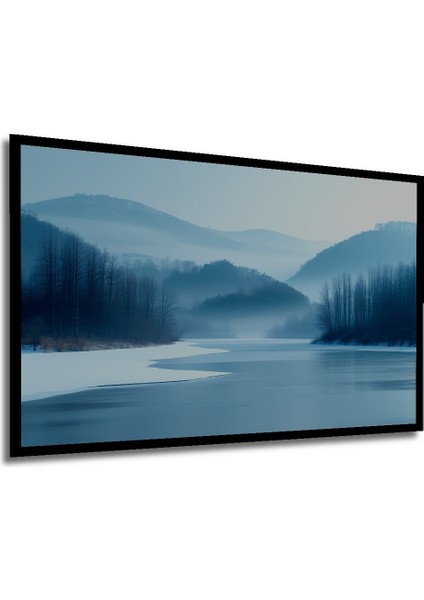Çerçeve Görünümlü Buz Mavisi Rüyası Manzarası Yağlı Boya Görünümlü Dekoratif Ahşap Ofis Kare Tablo modelleri