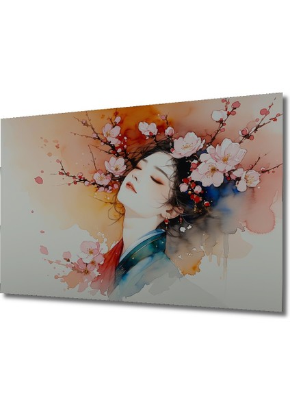 Çiçek Taçlı Kadın Sulu Boya Görünümlü Dekoratif Ahşap Ev/işyeri/ofis Kare Tablo fiyatları
