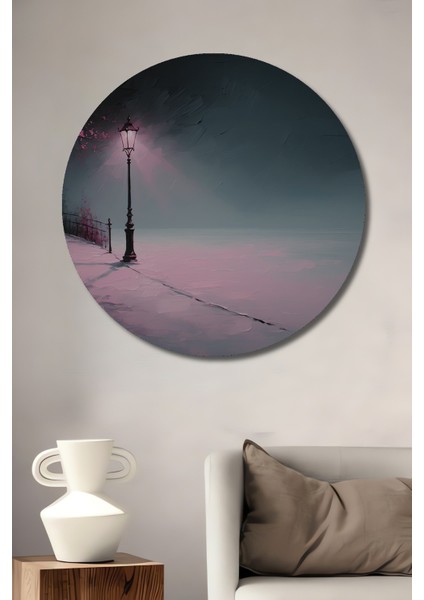 Romantik Park Yağlı Boya Görünümlü Dekoratif Ahşap Ev/işyeri/ofis Yuvarlak Tablo