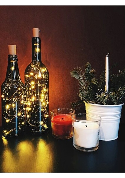 2 Adet Mantar Tıpa Şeklinde Peri LED 1,5 Metre Kendinden Pilli Şişe Peri LED Dekoratif Aydınlatma Şişe LED indirimleri