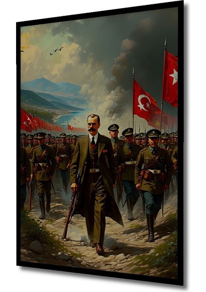 Çerçeve Görünümlü Zafer Yürüyüşü Yağlı Boya Görünümlü Dekoratif Ahşap Ev/işyeri/ofis Kare Tablo fiyatları