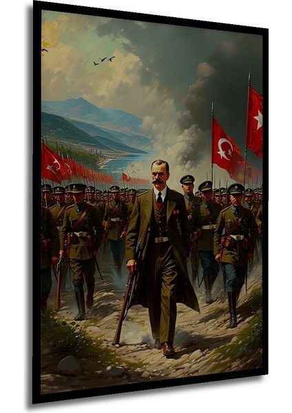 Çerçeve Görünümlü Zafer Yürüyüşü Yağlı Boya Görünümlü Dekoratif Ahşap Ev/işyeri/ofis Kare Tablo modelleri