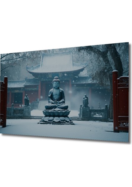 Karda Meditasyon Yapan Buda Heykeli Yağlı Boya Görünümlü Dekoratif Ahşap Ev/işyeri/ofis Kare Tablo fiyatları