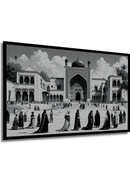 Çerçeve Görünümlü Müslüman Mimari Kara Kalem Görünümlü Dekoratif Ahşap Ev/işyeri/ofis Kare Tablo modelleri