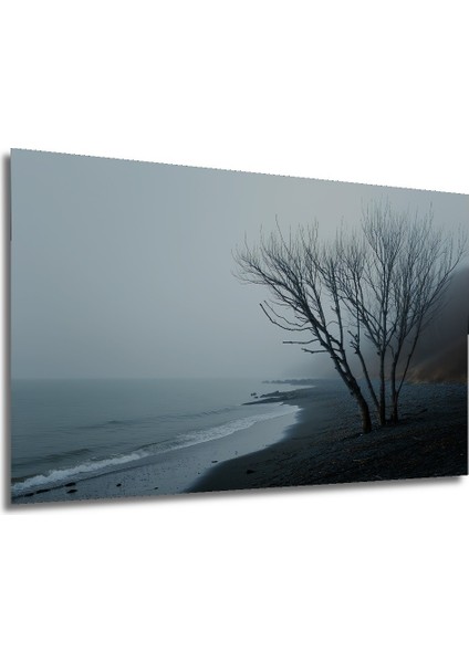 Sisli Sahil Ağaçları Yağlı Boya Görünümlü Dekoratif Ahşap Ev/işyeri/ofis Kare Tablo modelleri