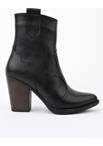 Weston Sivri Burun Dikiş Detaylı Fermuarlı Kalın Topuklu Kovboy Kadın Bot