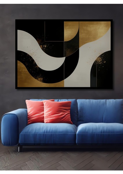 Çerçeve Görünümlü Altın Çağ Modern Sanat Yağlı Boya Görünümlü Dekoratif Ahşap Ofis Kare Tablo