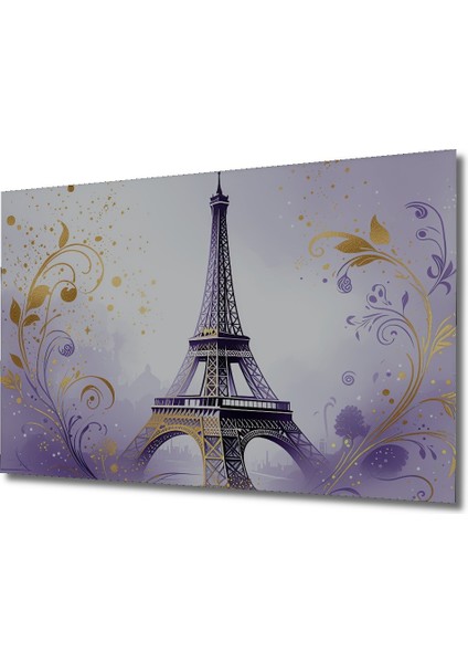 Eiffel Kulesi Lavanta Rüyası Sulu Boya Görünümlü Dekoratif Ahşap Ev/işyeri/ofis Kare Tablo fiyatları